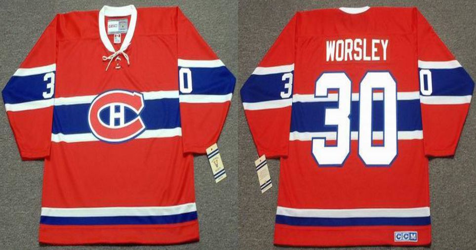 2019 Men Montreal Canadiens #30 Worsley Red CCM NHL jerseys